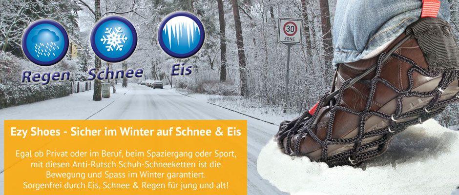 Ezy Shoes sind Schneeketten für Ihre bequemen Sport- und Winterschuhe