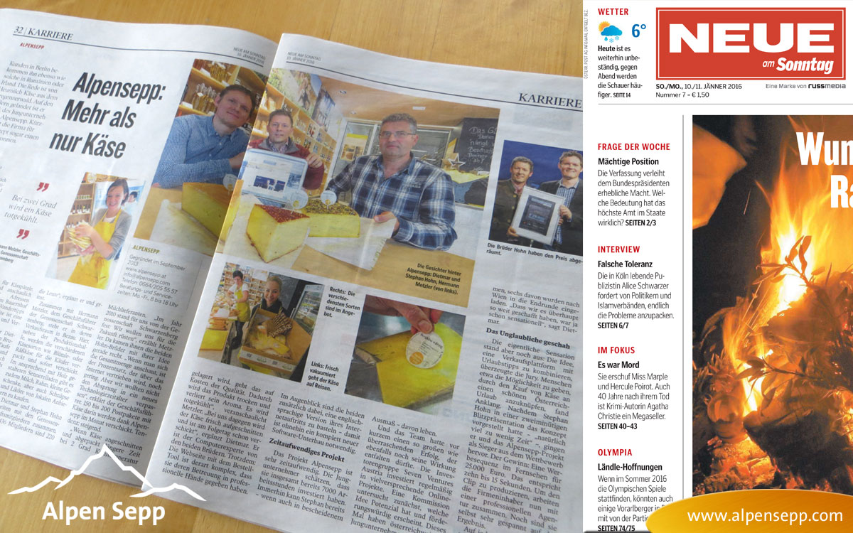 Alpen Sepp Reportage in der NEUE Vorarlberger Tageszeitung