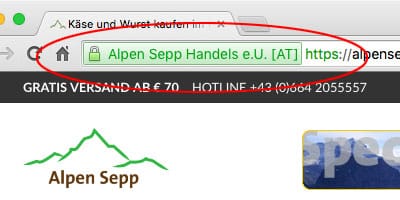 Geprüfter Webshop für vollen SSL-Schutz