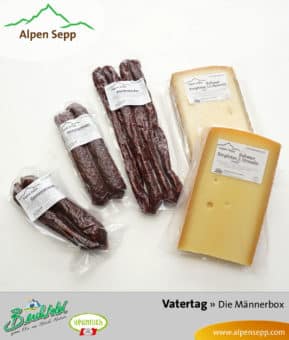 Wildwurst und Alpenkäse in der Männerbox zum Vatertag