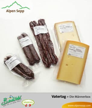 Wildwurst und Alpenkäse in der Männerbox zum Vatertag