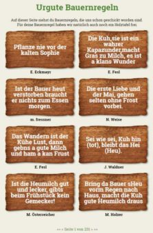 Beispiele von Bauernregeln beim Gewinnspiel
