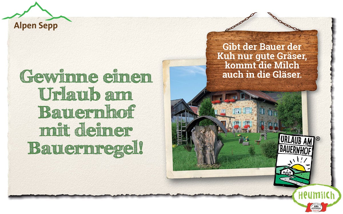 Heumilch Gewinnspiel Urlaub am Bauernhof