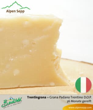 Käse Trentingrana - Grana Padano Trentino D.O.P. - 36 Monate gereift. Ähnlich Parmesan.