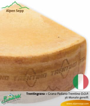 Käse Trentingrana - Grana Padano Trentino D.O.P. - 36 Monate gereift. Ähnlich Parmesan.