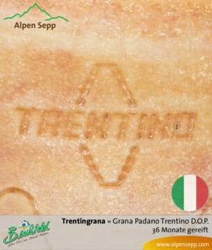 Käse Trentingrana - Grana Padano Trentino D.O.P. - 36 Monate gereift. Ähnlich Parmesan.