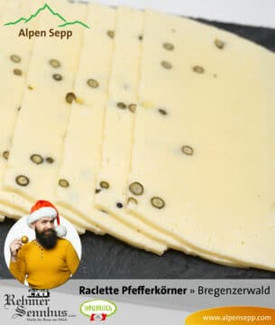 Raclette Käse mit Pfefferkörnern