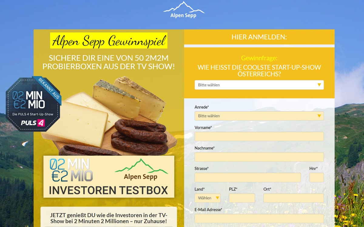 2 Minuten 2 Millionen Gewinnspiel Puls 4 Start Up Show